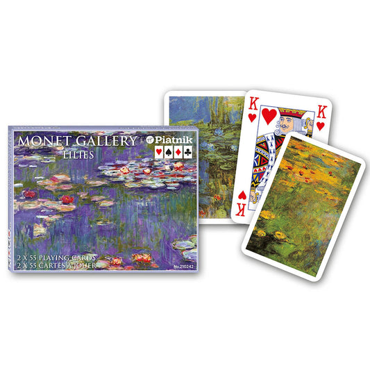 Monet Gallery Liliomok francia kártya készlet (2x55 lap), Claude Monet festményeivel díszített lapokkal és művészi díszdobozban.