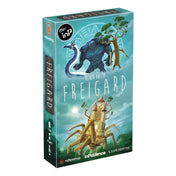 Freigard társasjáték doboz, fantasy illusztrációval, sárkány, kőóriás és mozgó kastély jelenetével.