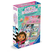 Gabby’s Dollhouse – Helping Gabby! többnyelvű társasjáték doboza, a DreamWorks Netflix-sorozat grafikájával, Gabby és cicabarátai illusztrációival, 4 éves kortól ajánlva.