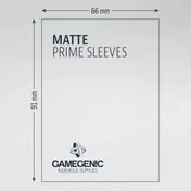 Gamegenic Matte Prime Sleeves 66x91 mm méretábra, a kártyavédő pontos szélesség és magasság jelölésével.