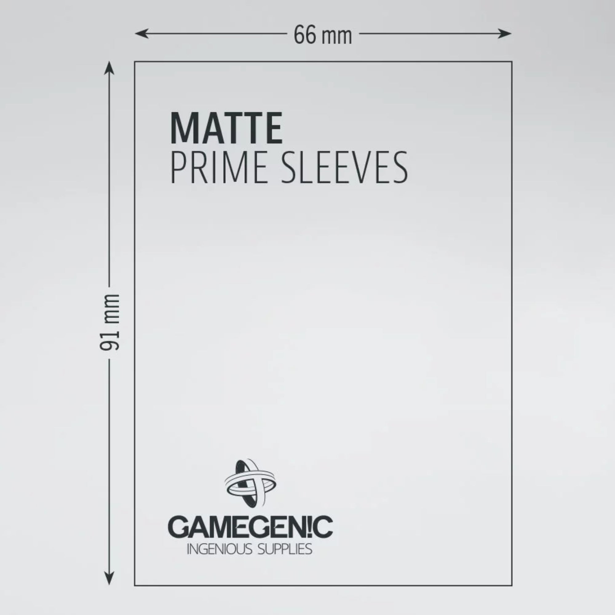 Gamegenic Matte Prime Sleeves 66x91 mm – szabvány méretű, matt felületű, nem tükröződő kártyavédő fólia társasjátékokhoz.