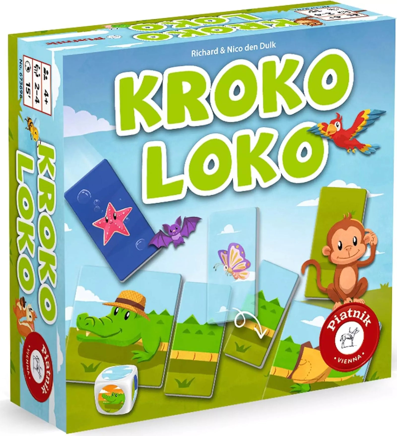 Dobozos kép a Kroko Loko társasjátékról, amely színes grafikákkal, állatfigurákkal és vidám krokodillal hívja játszani a kisebb gyermekeket.