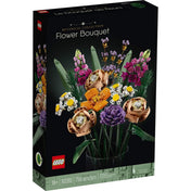 A LEGO Flower Bouquet (10280) doboza, amely színes LEGO virágcsokrot ábrázol fekete háttér előtt.