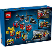 LEGO City Helikopter, tűzoltóautó és tengeralattjáró szett hátulja, moduláris építési lehetőségekkel.