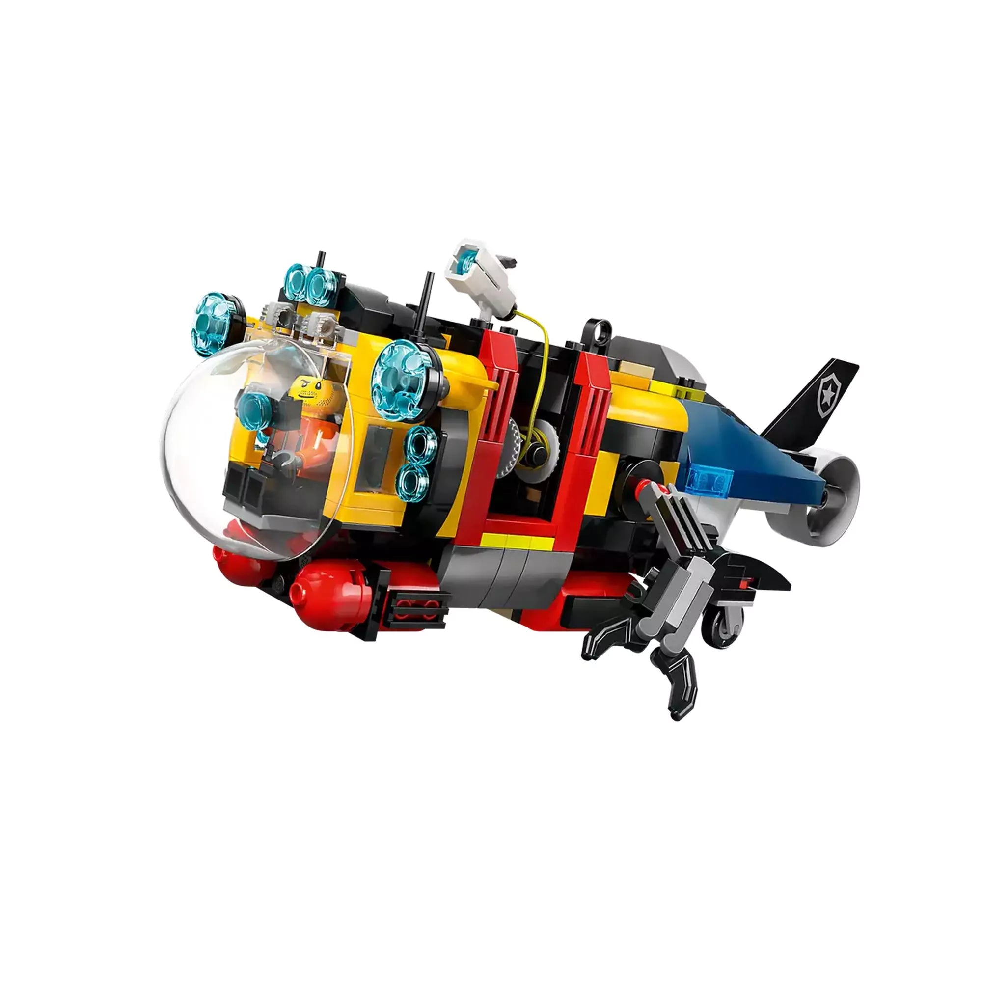 LEGO City felfedező tengeralattjáró moduláris karokkal és részletes kialakítással.
