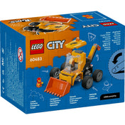 LEGO City Rakodógép 60483 – doboz hátoldala, a rakodógép funkcióinak és játékötleteinek bemutatása.