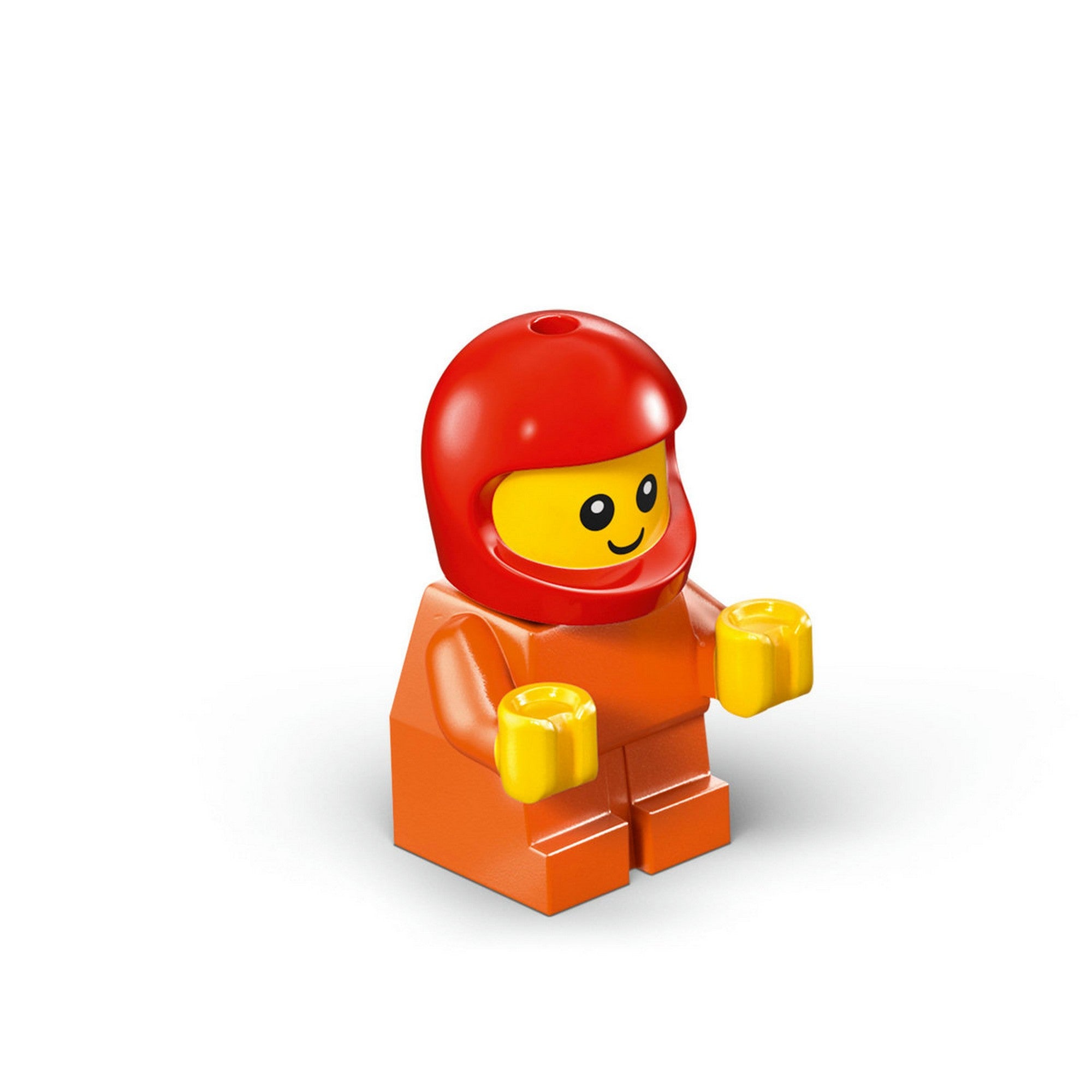 LEGO City Rakodógép 60483 – munkás minifigura piros sisakban, a készlet egyik figurája.