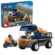 LEGO City 60491 Motoros szállító készlet doboza és megépített jármű motorokkal.