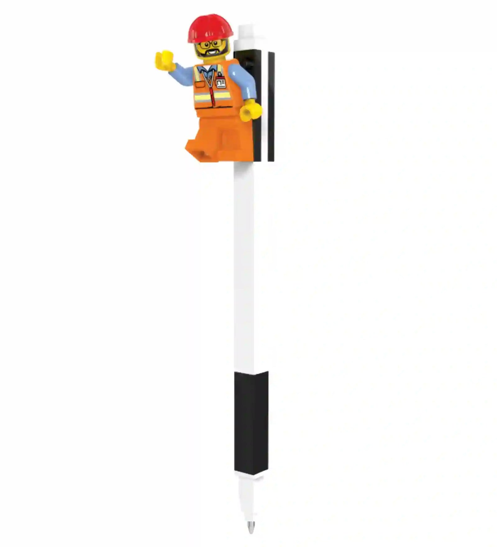 LEGO Pen Pal zseléstoll építőmunkás minifigurával, LEGO kockákkal kompatibilis kialakítással.