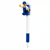LEGO Toll (53702) kék-fehér színű golyóstoll kék munkás minifigurával, fehér háttéren.