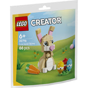 LEGO Creator Cute Easter Bunny (30716) készlet csomagolása, aranyos nyuszi figurával, színes húsvéti tojásokkal és répával.