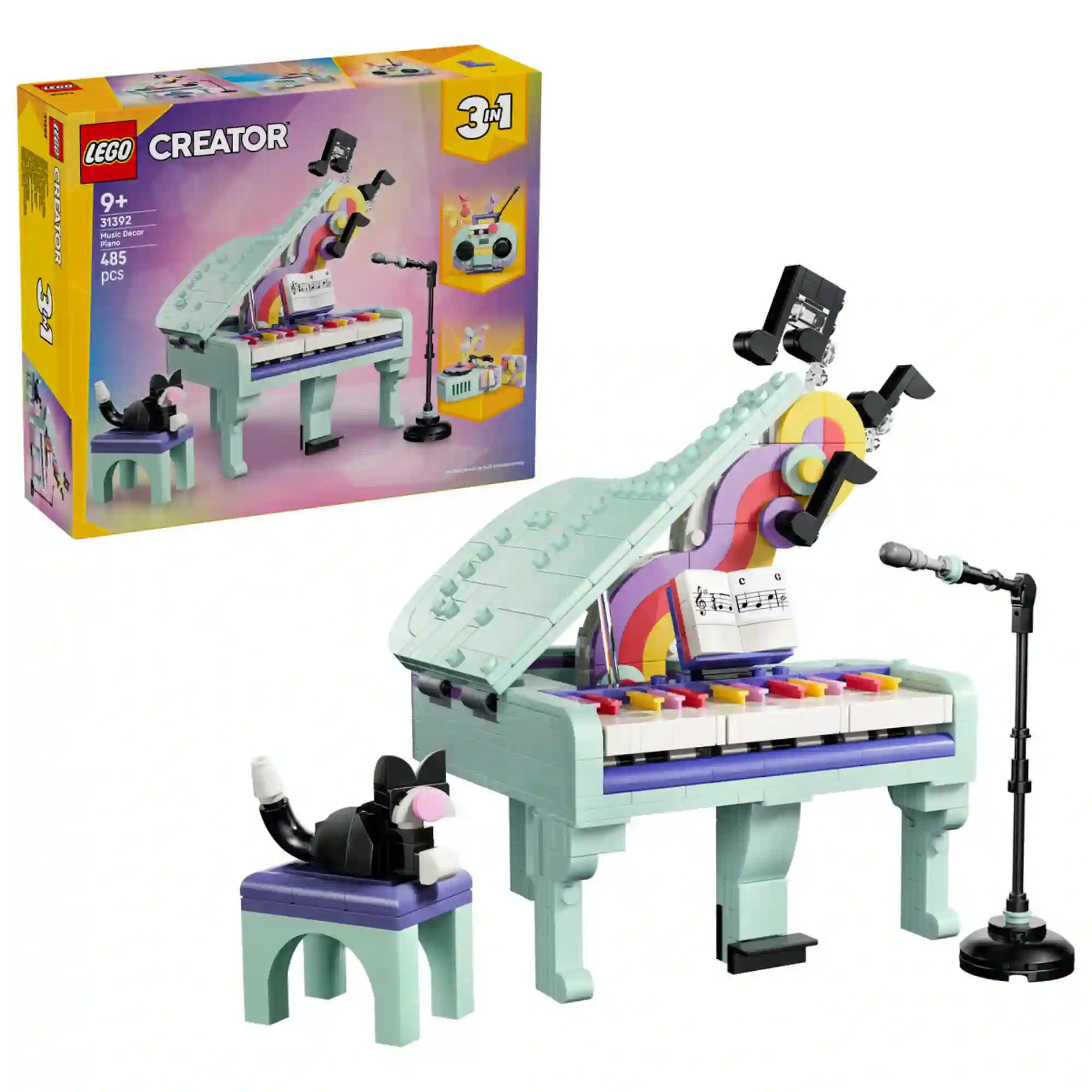 LEGO Creator: Zenés dekoráció cicával 31392, 485 darabos – Játszma