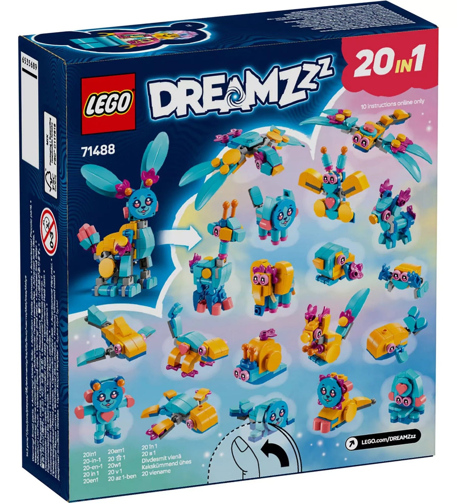 LEGO DREAMZzz Bunchu kreatív állatos kalandjai 71488 építési lehetőségei, 20 különböző modell.