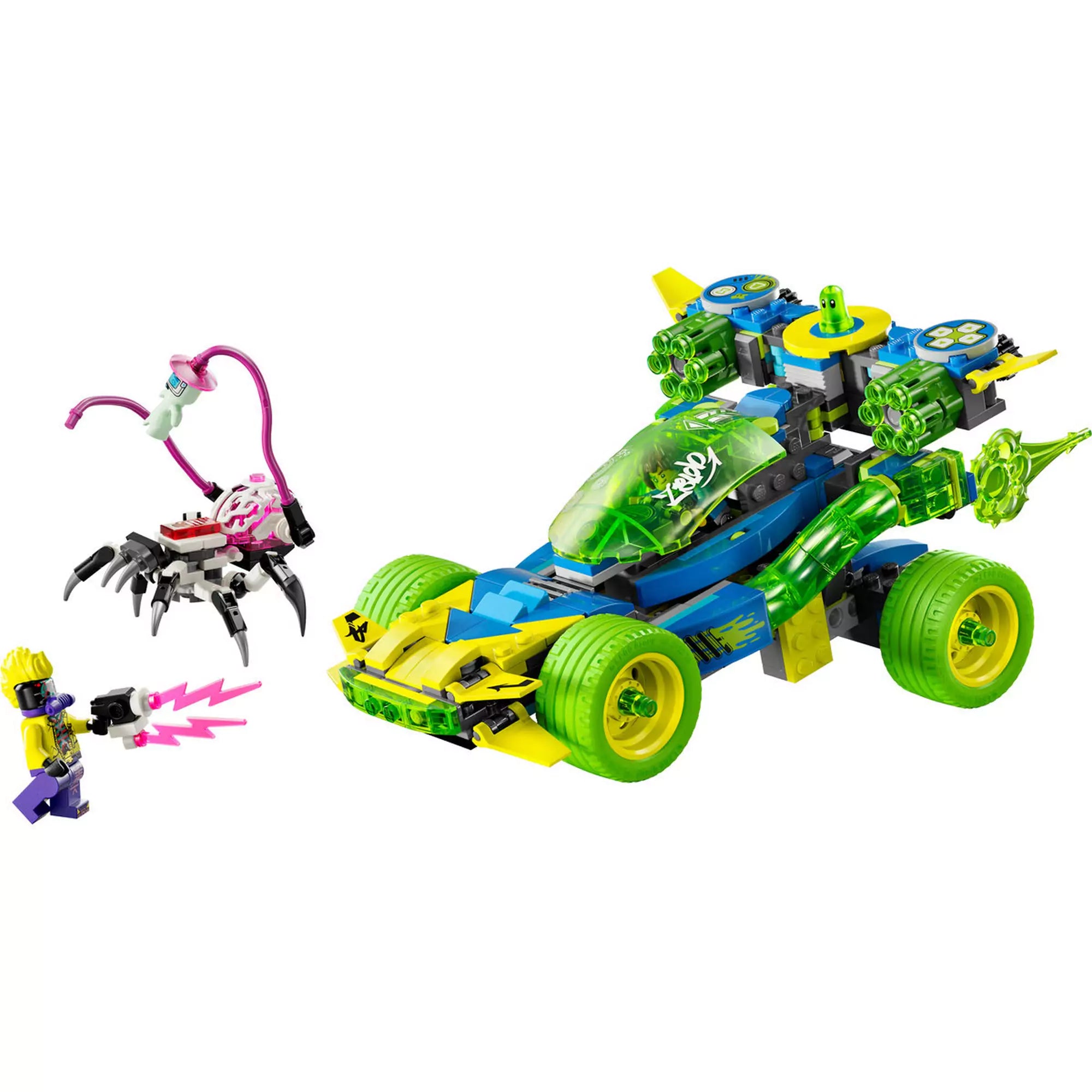 LEGO DREAMZzz Mateo és Z-Blob versenyautója (71491) teljes szett és minifigurák akcióban