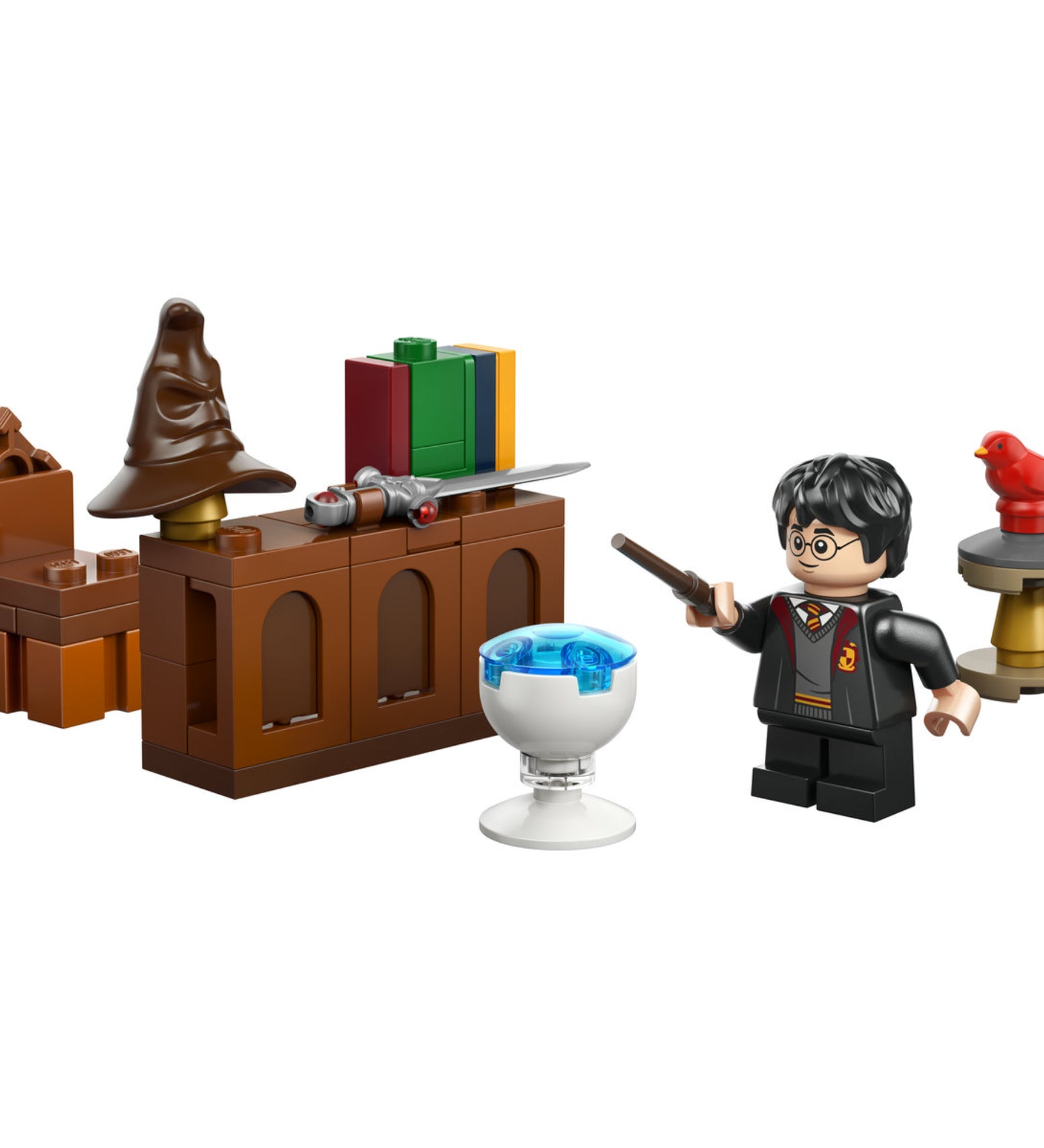 LEGO Harry Potter Dumbledore's Office with Harry Potter 30724 megépített jelenet Harry Potter minifigurával, Dumbledore íróasztalával, Teszlek Süvegével és varázspálcával.