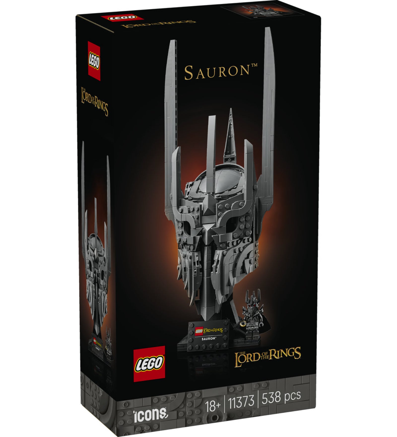 LEGO Icons 10373 Sauron™ dobozkép A Gyűrűk Ura témájú Sauron sisak díszmodellel.
