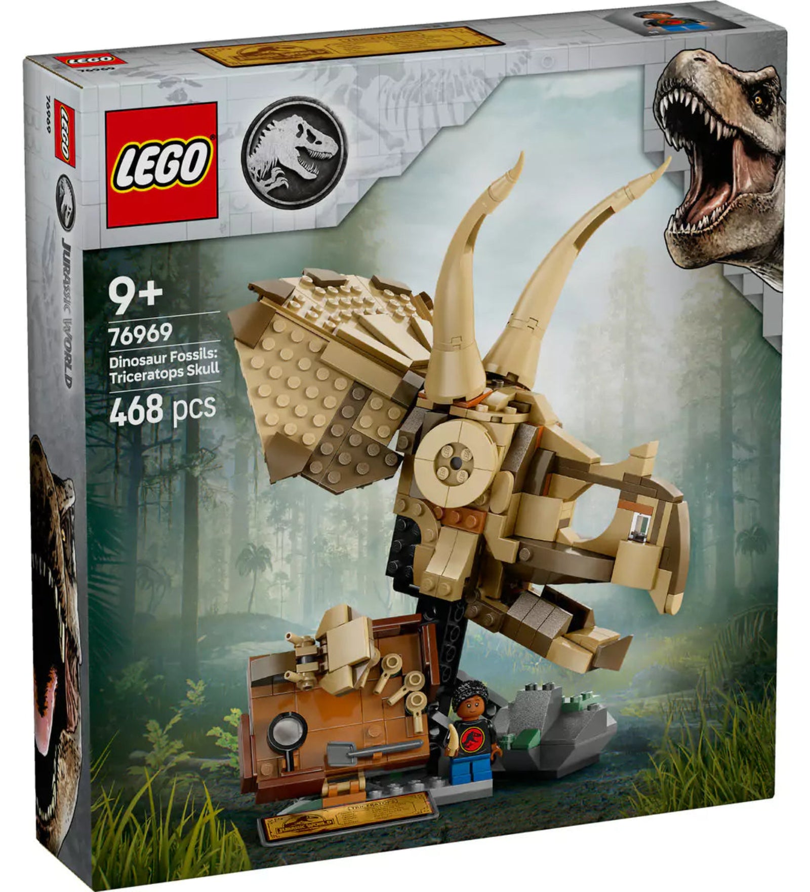 LEGO Jurassic World Dinómaradványok: Triceratops-koponya (76969) dobozkép, amely bemutatja a részletgazdag építőkészletet és a Triceratops-koponya modellt.