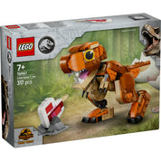 LEGO Jurassic World Little Eatie: T. rex (76967) doboza, amely egy építhető, mozgatható T. rex figurát ábrázol. A készlet 317 darabból áll, és egy húsos csontot is tartalmaz.