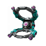 A LEGO Marvel Az új Őrzők hajója (76255) hátulnézeti képe, jól kivehetőek a hajtóművek, a részletes forma és a narancssárga-szürke színkombináció.
