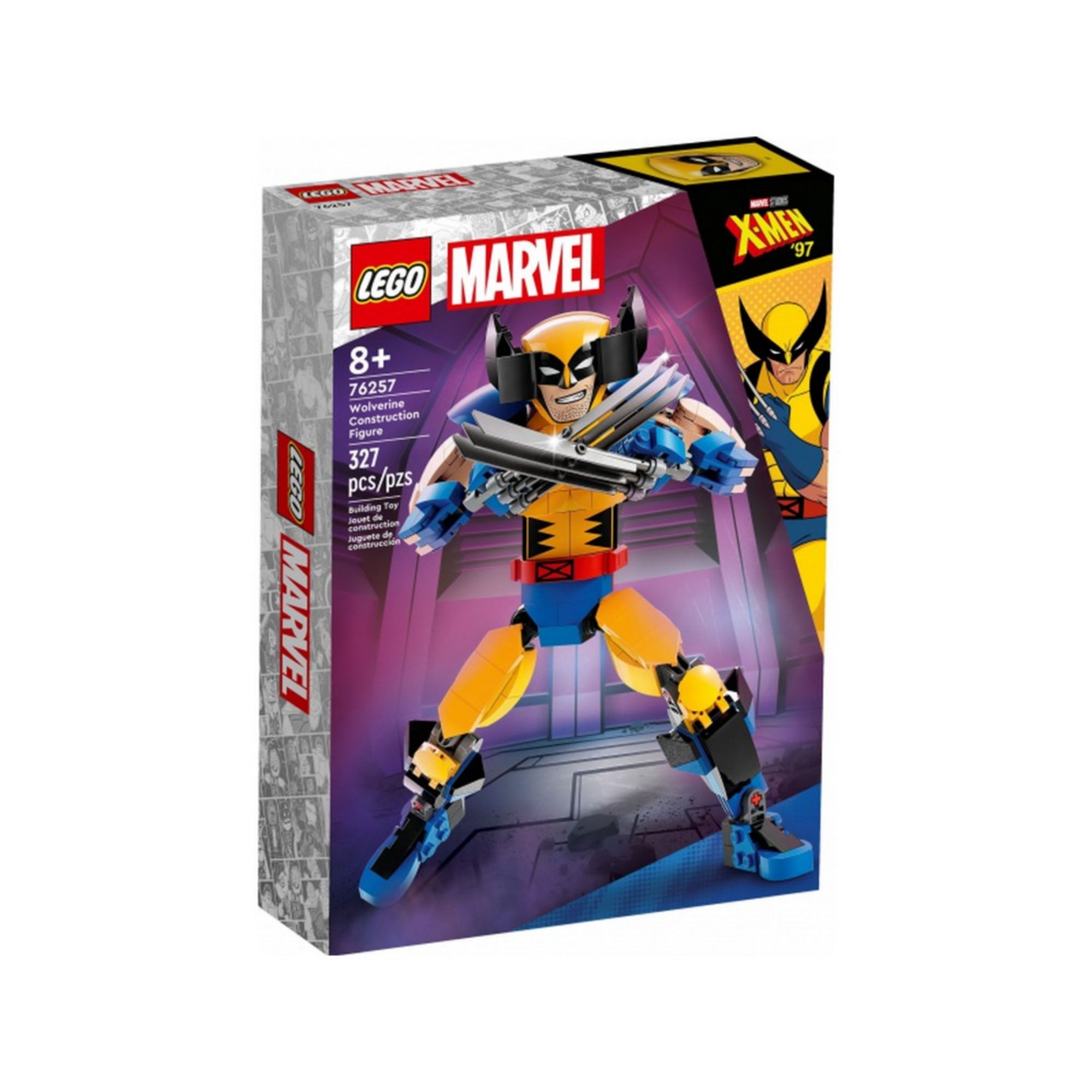 A LEGO Marvel Farkas építőfigura (76257) színes, hivatalos doboza elölnézetből, a karakter harci pózban látható.
