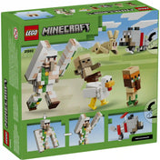 LEGO Minecraft Csirkelovas-sivatagi támadás (21592) hátoldali dobozkép, amely bemutatja a figurák mozgatható funkcióit és a játéklehetőségeket.