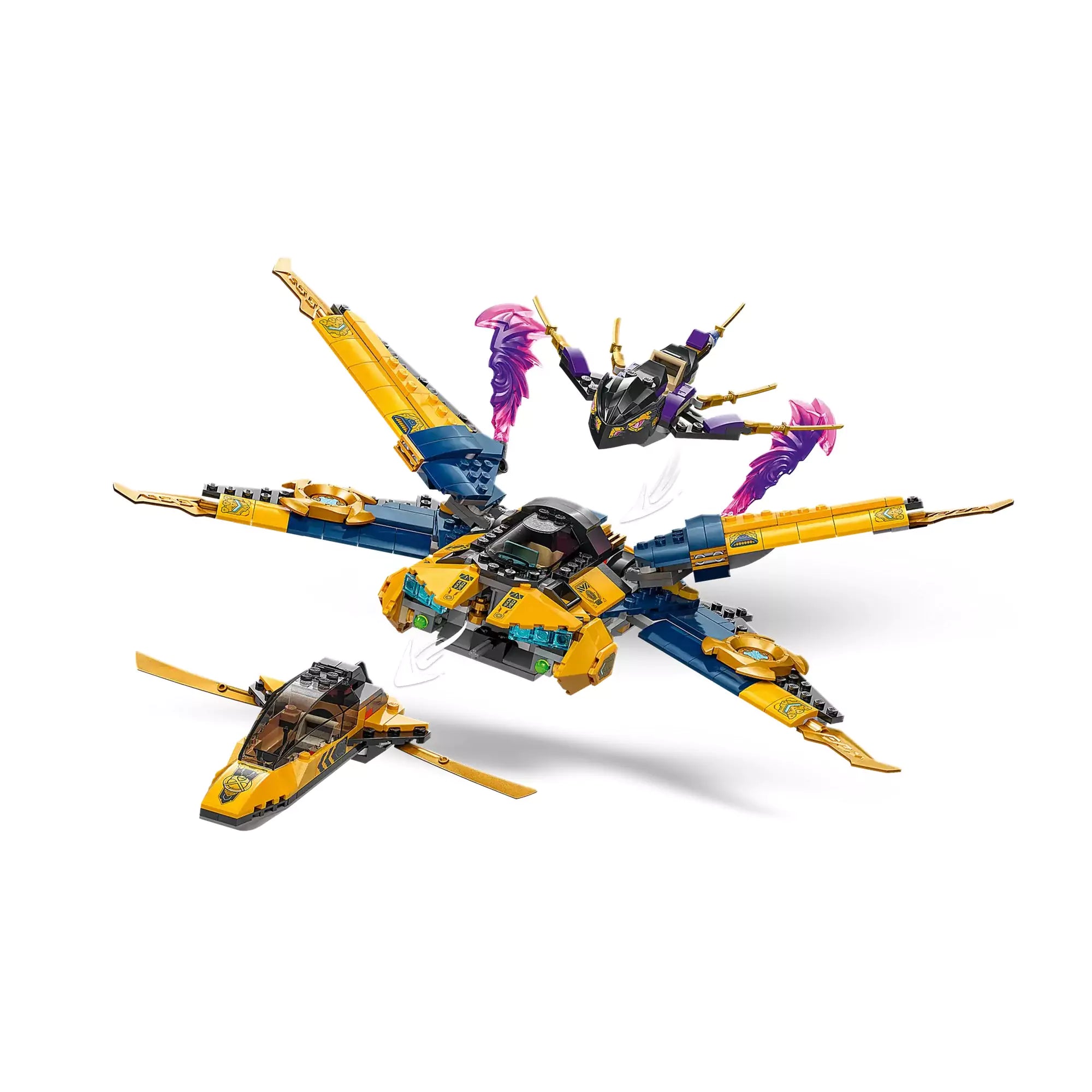 LEGO NINJAGO Ras és Arin szuper viharrepülője - Három részes kombinálható repülő, interaktív akciójátékokhoz.