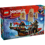 LEGO NINJAGO The Temple Bounty (71848) dobozkép előlnézet – A díszdobozon a hatalmas hajó és a mellékelt nindzsa karakterek akcióban.