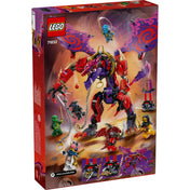 LEGO Ninjago Thunderfang, a káosz sárkánya 71832 lego dobozának hátoldala jelenik meg, amelyen Thunderfang más ikonikus karakterekkel harcol. 