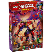 LEGO Ninjago Thunderfang, a káosz sárkánya 71832 lego doboza, amelyen Thunderfang jelenik más ikonikus karakterekkel együtt. A doboz egy harcjelenetet ábrázol, a vörös és a lila színek dominálnak a képen. 