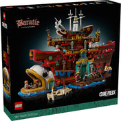 A LEGO One Piece: Baratie Floating Restaurant (75640) doboz előlapja, amely a híres úszó éttermet és a One Piece szereplőit ábrázolja.