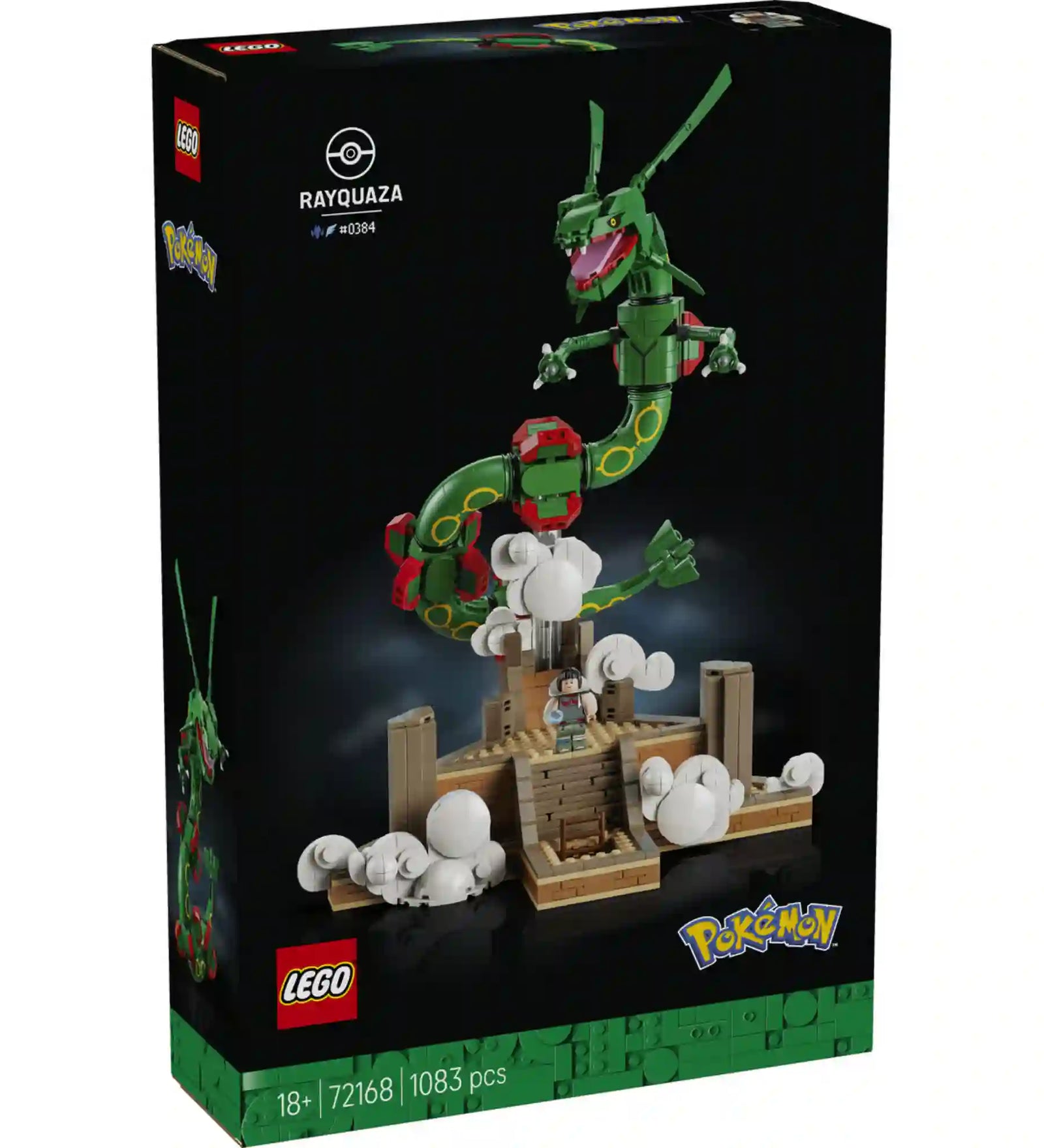 LEGO Pokémon: Rayquaza 72168 1083 darabos készlet doboza a megépíthető Rayquaza Pokémonnal.