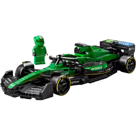 LEGO Speed Champions Aston Martin Aramco F1 AMR24 versenyautó 77245, a zöld Formula–1-es autó minifigurával.