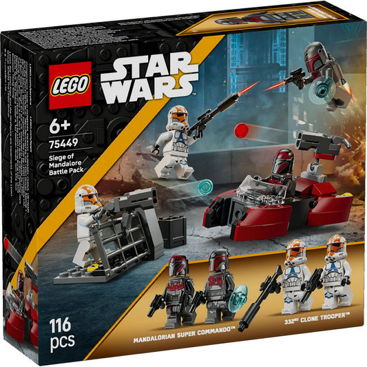 LEGO Star Wars Siege of Mandalore Battle Pack (75449) – Dobozkép klón katonákkal és mandalori harcosokkal csatajelenetben.