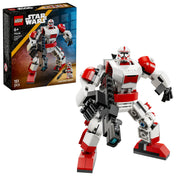 LEGO Star Wars Clone Shock Trooper Mech (75448) – A megépített Clone Shock Trooper mech közelről, kézben tartott fegyverrel és mozgatható végtagokkal.