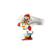 Az interaktív LEGO Mario figura a Junior Clown Car repülőben ülve, alatta egy digitális érzékelővel ellátott platform, a mozgást és hangot kiemelő játékmenet részeként a 71439 készletből.
