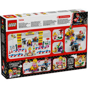 A LEGO Super Mario Mario Kart Baby Peach és Grand Prix szett (72036) dobozának hátlapja, részletekkel a készlet elemeiről és a versenyhelyszínről.