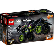 A LEGO Technic Monster Jam Grave Digger 42118 szett doboza, rajta a látványos monster truck akció közben, 212 darabbal és 2 az 1-ben modell lehetőséggel.