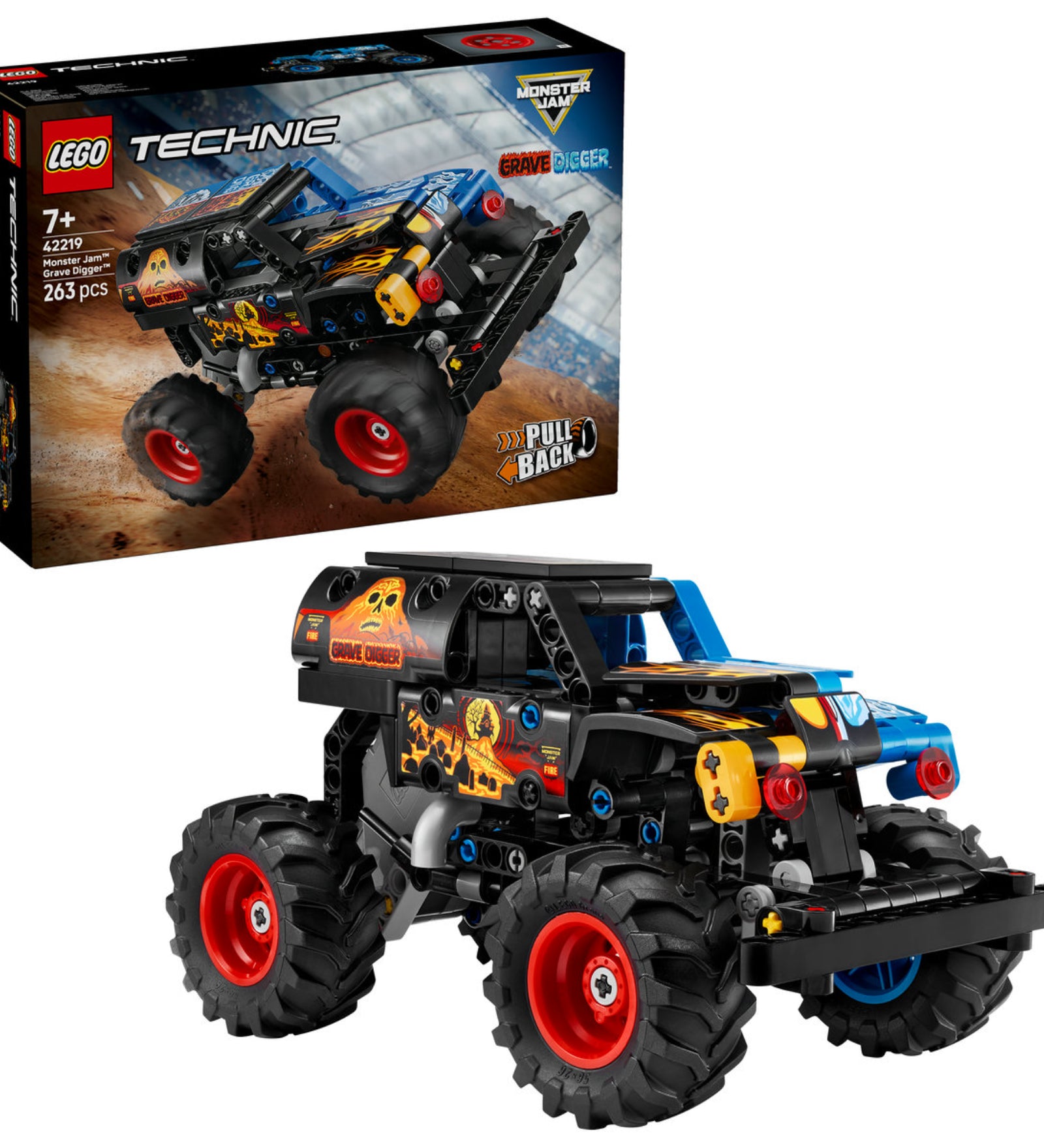 LEGO Technic Monster Jam Grave Digger (42219) – a megépített Grave Digger monster truck, nagy terepgumik és részletes matricaelemek.