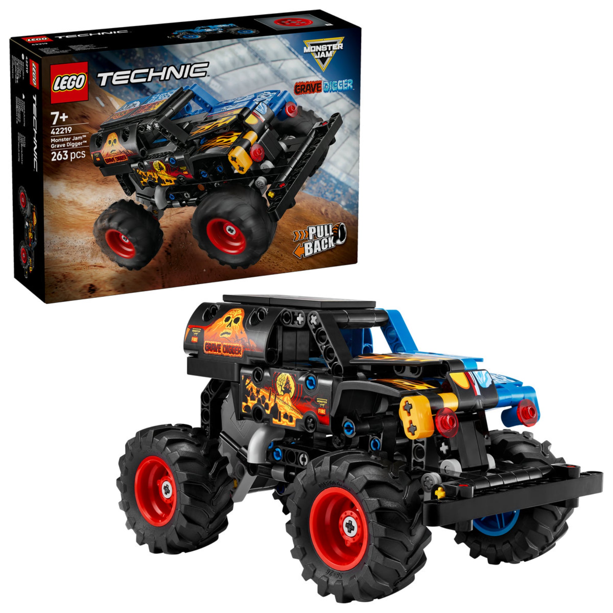 LEGO Technic Monster Jam Grave Digger (42219) – a megépített Grave Digger monster truck, nagy terepgumik és részletes matricaelemek.