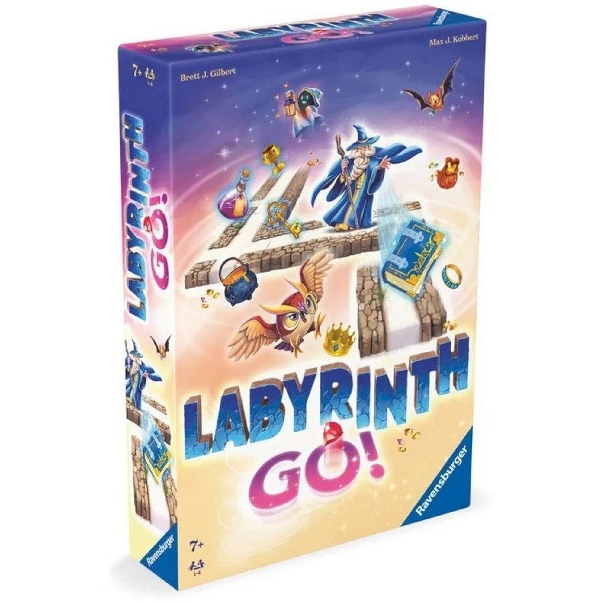 Labyrinth Go! – A társasjáték doboza elölnézetből, varázslatos labirintus illusztrációval és Ravensburger logóval.