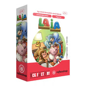 Laia társasjáték doboza perspektívából, a borítón plüssállatok illusztrációjával és a reflexshop logóval.