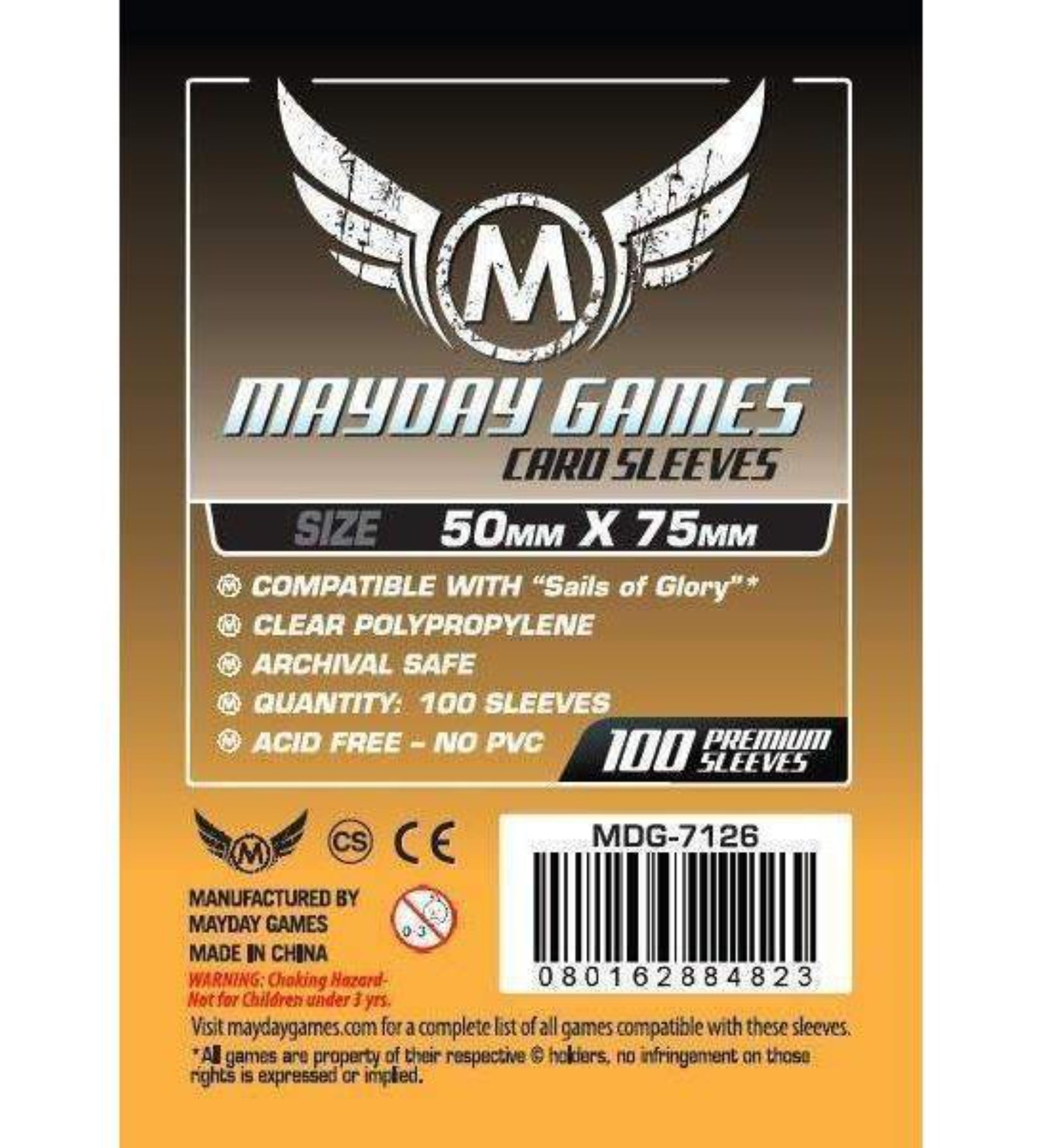 Mayday Games Card Sleeves (50 mm x75 mm) – 100 db Premium Sleeves egyedi méretű kártyavédő csomagolás, átlátszó polipropilén anyagból, savmentes és PVC-mentes kivitelben, 100 darabos kiszerelésben.