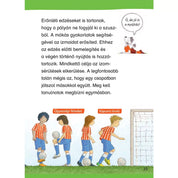  A Mit? Miért? Hogyan? Olvasókönyv: Foci könyvből egy oldal, amely az erőnléti edzés fontosságát és a csapatmunka szerepét mutatja be.