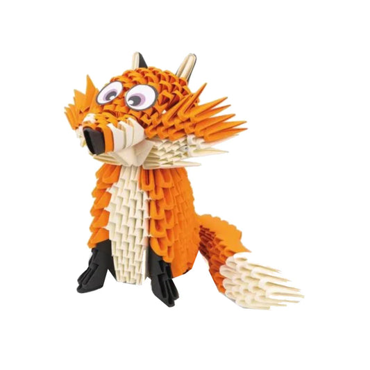 A képen egy Creagami 3D origami róka látható, amely apró, előre kivágott papírdarabokból hajtogatható össze. Ez a lenyűgöző, részletes modell nemcsak kreatív kihívás, hanem kiváló dekoráció is.