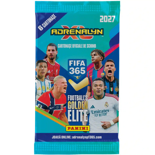 Panini Adrenalyn XL FIFA 365 2027 focis gyűjtőkártya csomag, 6 kártyával.