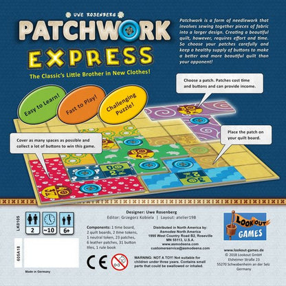 Patchwork Express Angol nyelvű társasjáték doboz hata