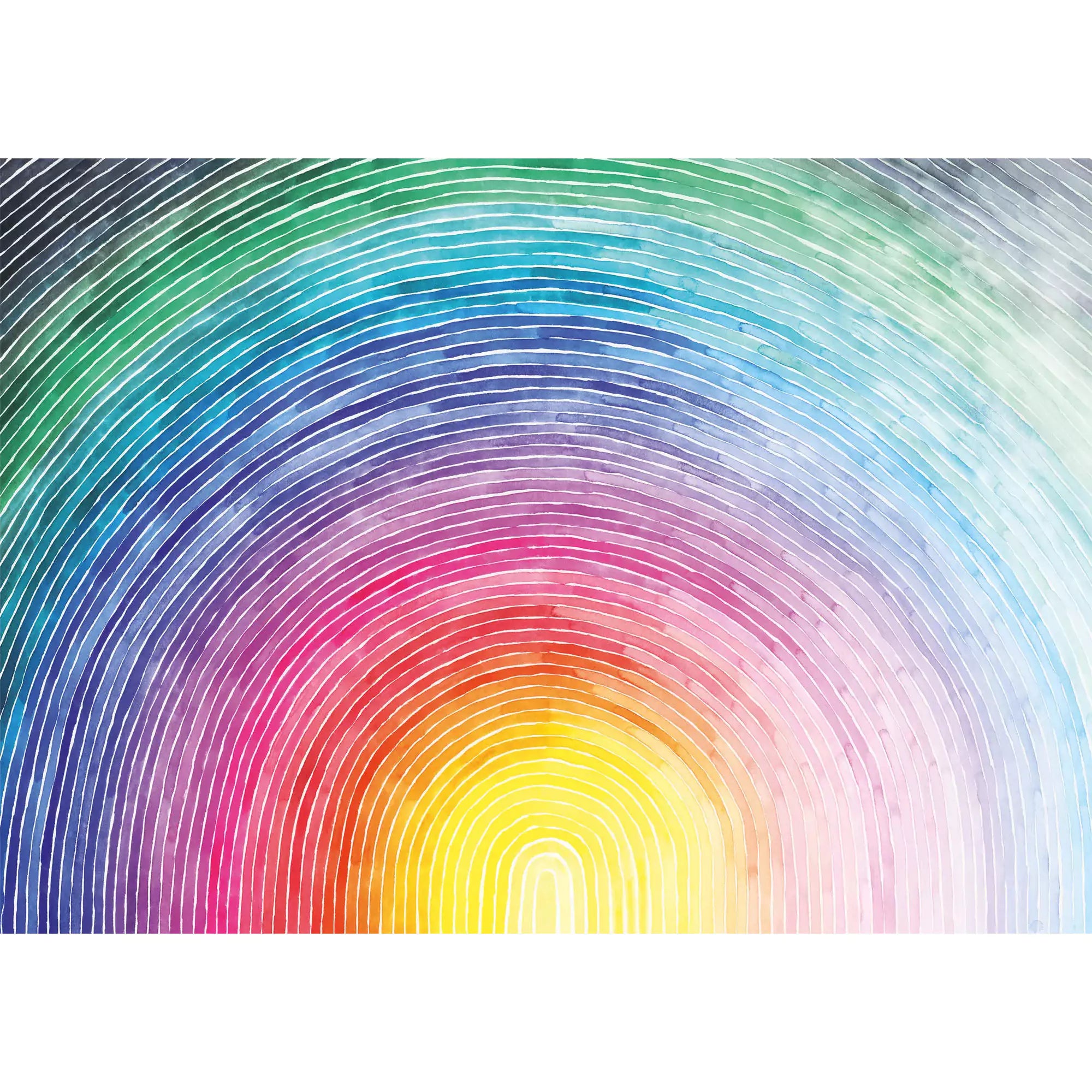 A képen Josie Lewis “Rising Rainbow” című művének lenyűgöző részlete látható: szivárványszínekben kavargó koncentrikus körök, melyek nyugalmat és energiát sugároznak. Az élénk színek és finoman ívelt vonalak izgalmas vizuális élményt nyújtanak.