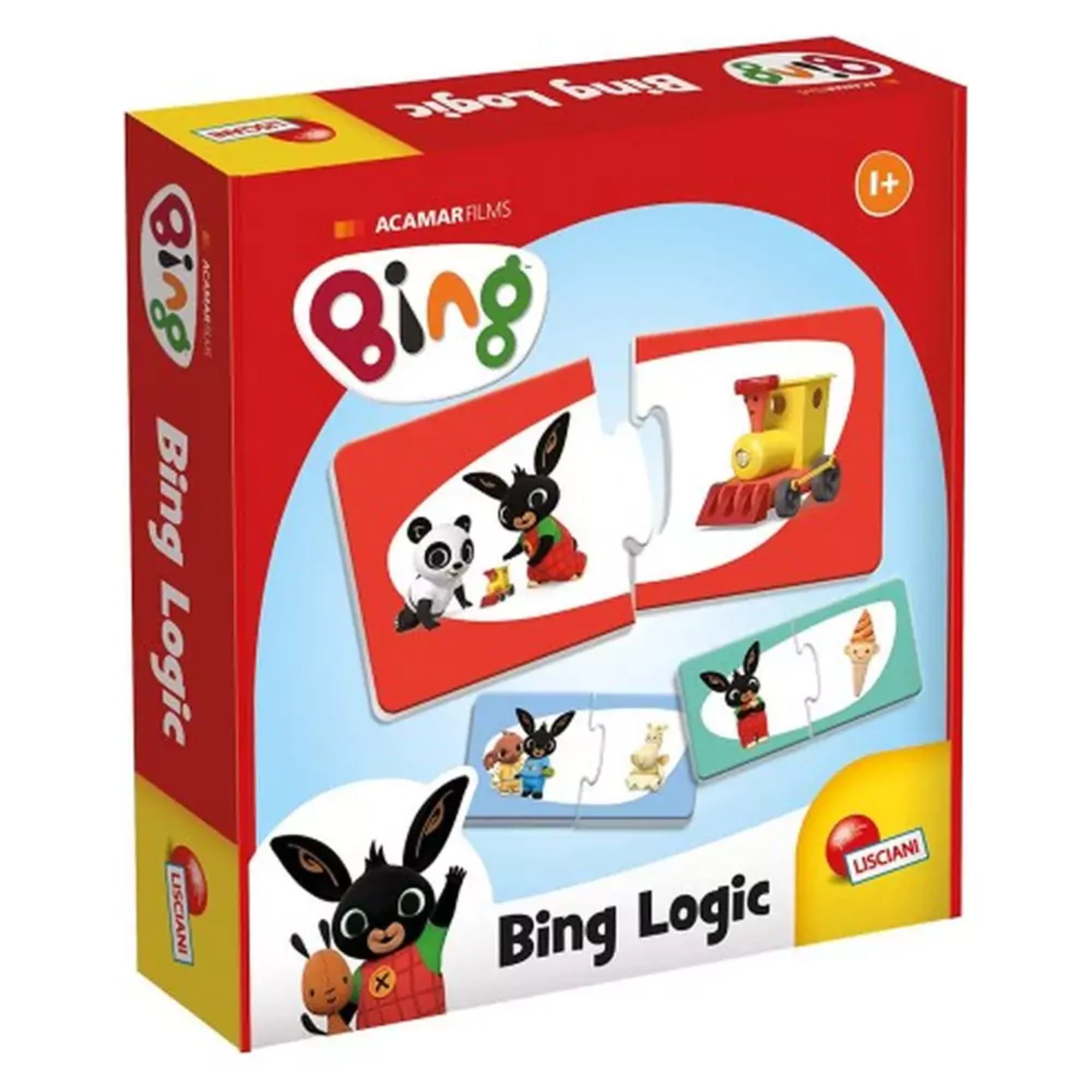 A dobozon Bing és barátai láthatók, akik logikai puzzle-elemek segítségével játszanak, színes és vidám dizájnnal.