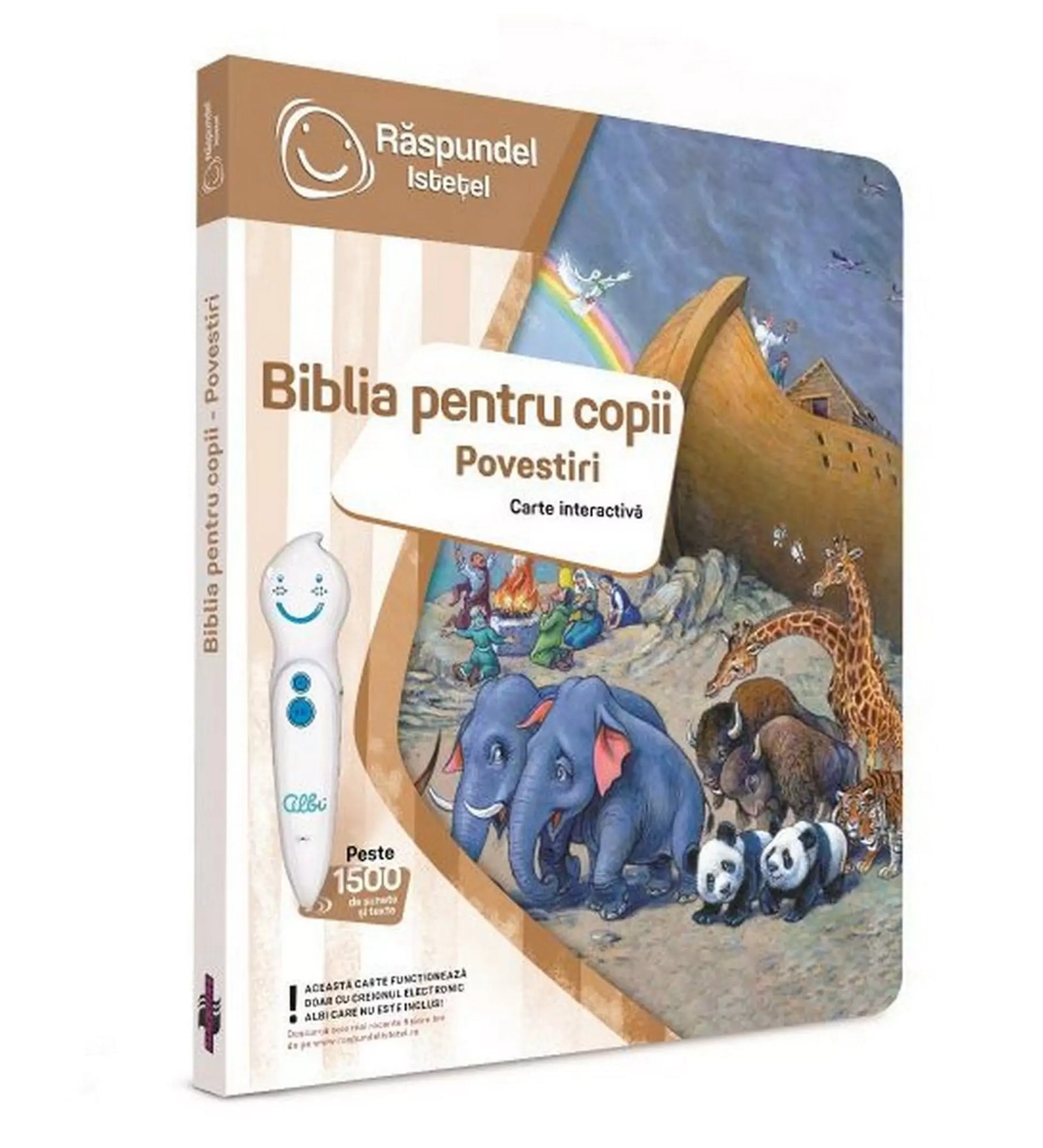 Răspundel Istețel Biblia pentru copii: Povestiri könyv, amely több mint 1500 hanggal és szöveggel segíti a gyerekeket a bibliai történetek megismerésében.