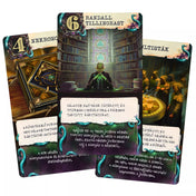 Rettegés Arkhamban: Lovecraft Levél játékkártyák, Randall Tillinghast, kultisták és Necronomicon lapok részletgazdag illusztrációval